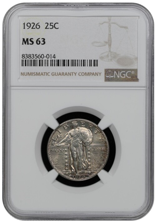 1926 Liberty Standing Silver Quarter NGC MS63