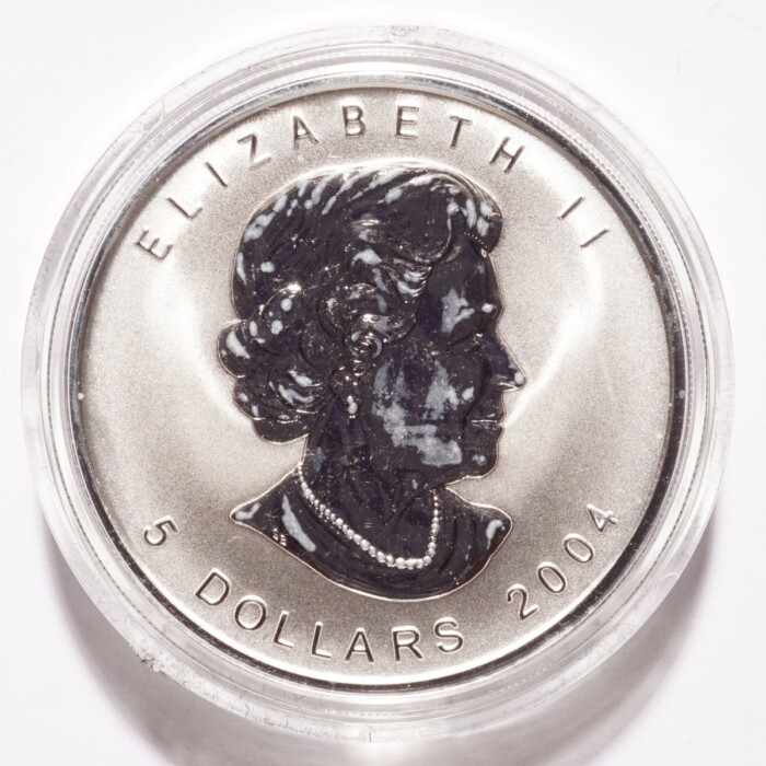 2004 Silver Canadian Maple Leaf $5 Reverse Proof Aries Privy - Image 2