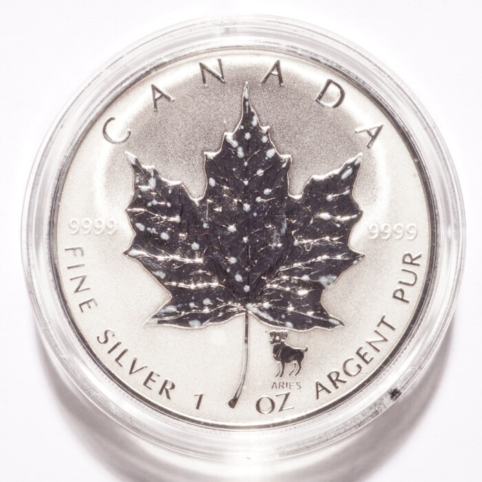 2004 Silver Canadian Maple Leaf $5 Reverse Proof Aries Privy - Image 3