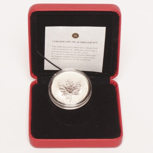 2006 Silver $5 Canadian Maple Leaf .9999 Reverse Proof Dog Privy