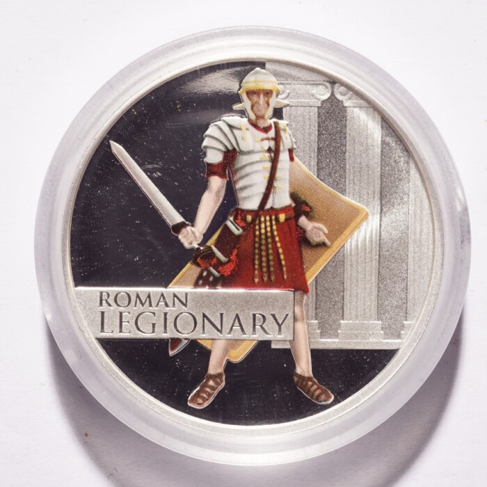 2010 Tuvalu Silver $1 Great Warriors Roman Legionary - Image 2