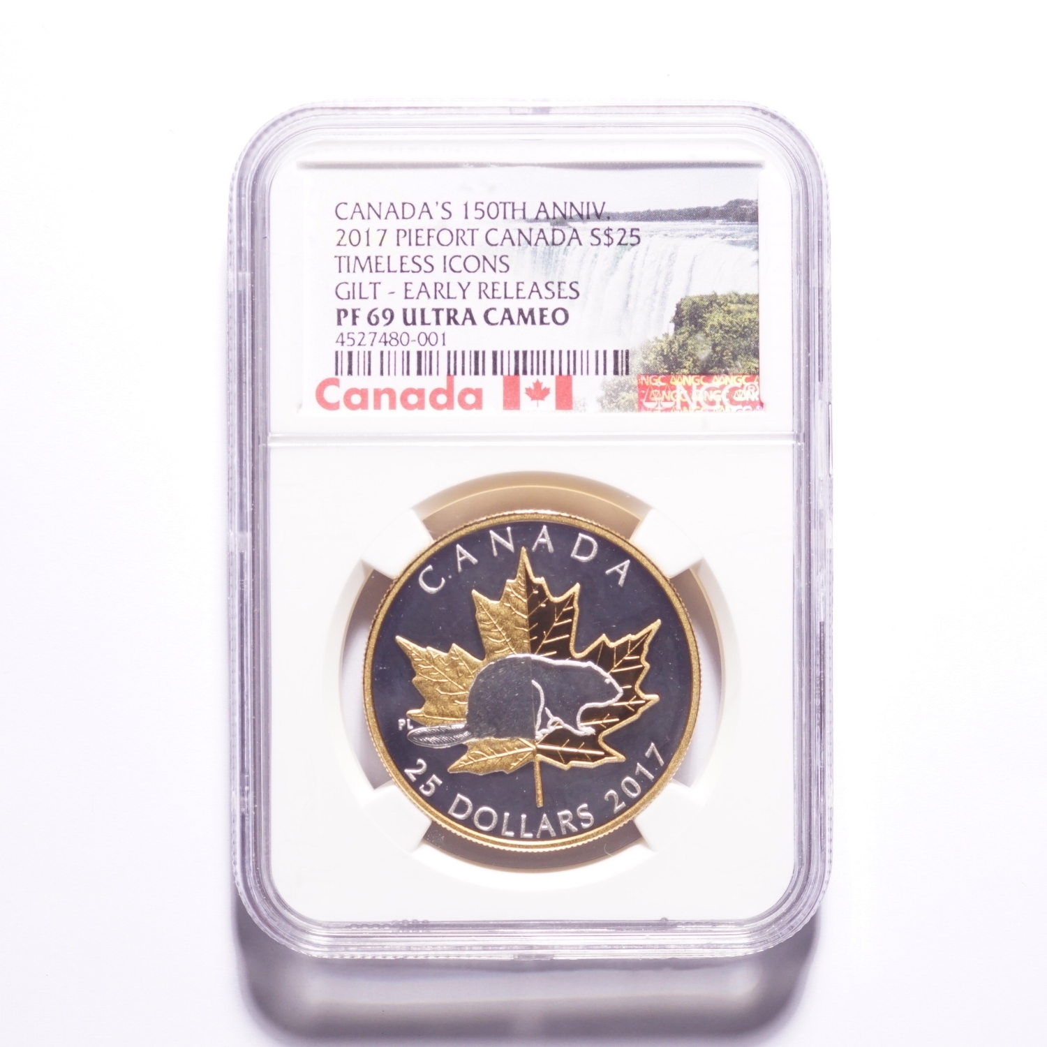 2017 Silver Piefort Canada $25 Timeless Icons Gilt NGC PF69 UC