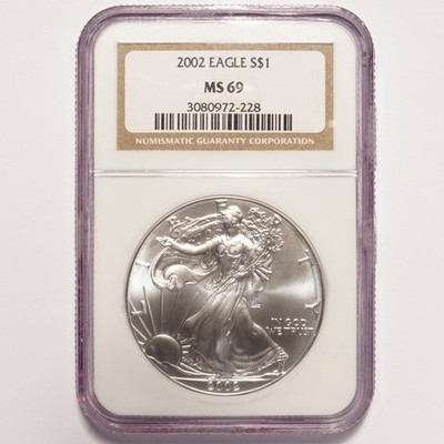2002 Silver American Eagle Dollar NGC MS69 - Image 3