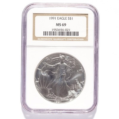 1991 Silver American Eagle Dollar NGC MS69 - Image 3