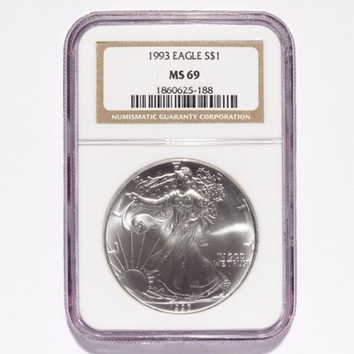 1993 Silver American Eagle Dollar NGC MS69 - Image 3