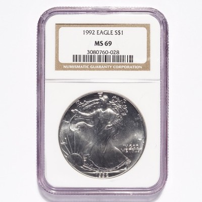 1992 Silver American Eagle Dollar NGC MS69 - Image 3