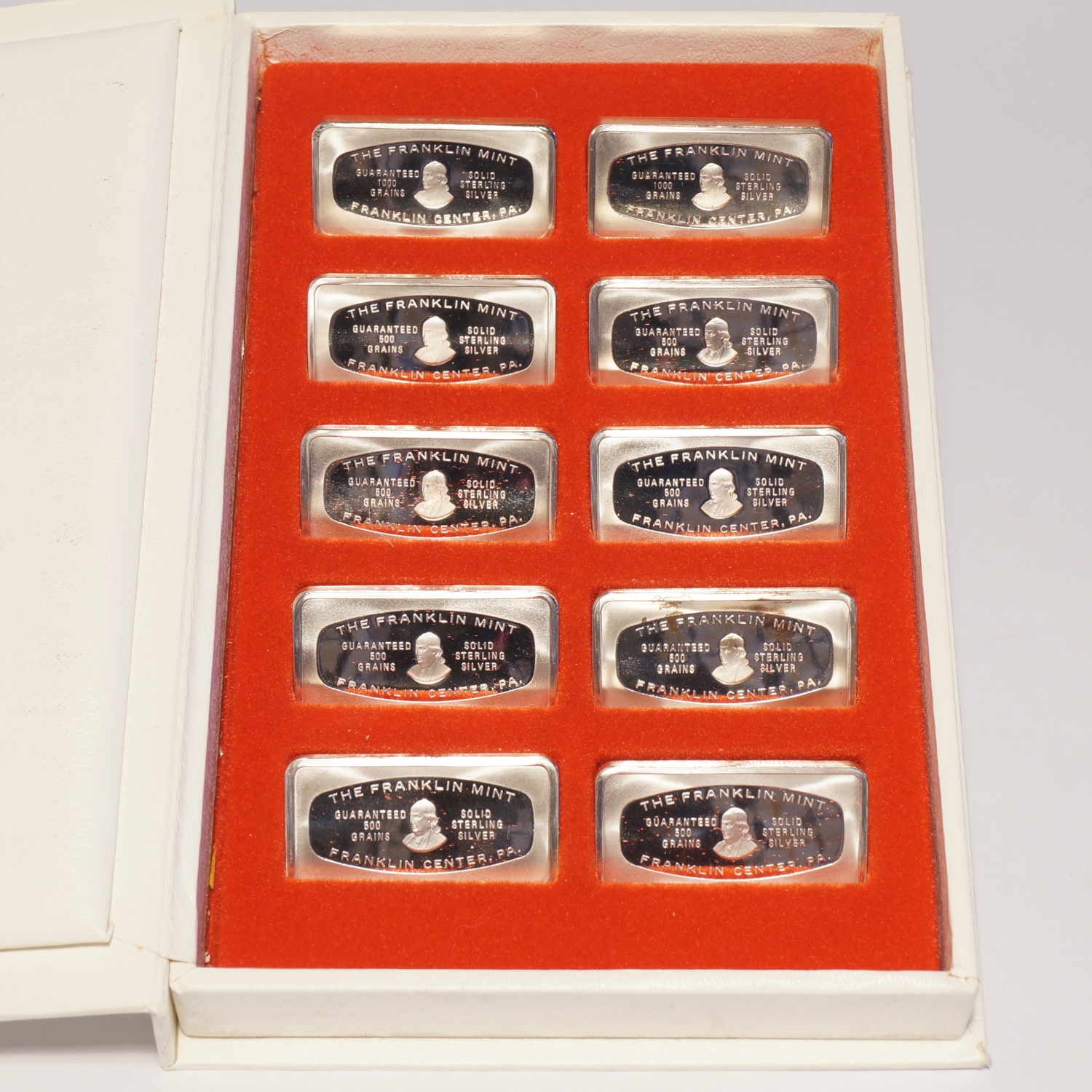 1972-1981 Franklin Mint Christmas Ingots 6000 Grains Sterling Silver - Image 2