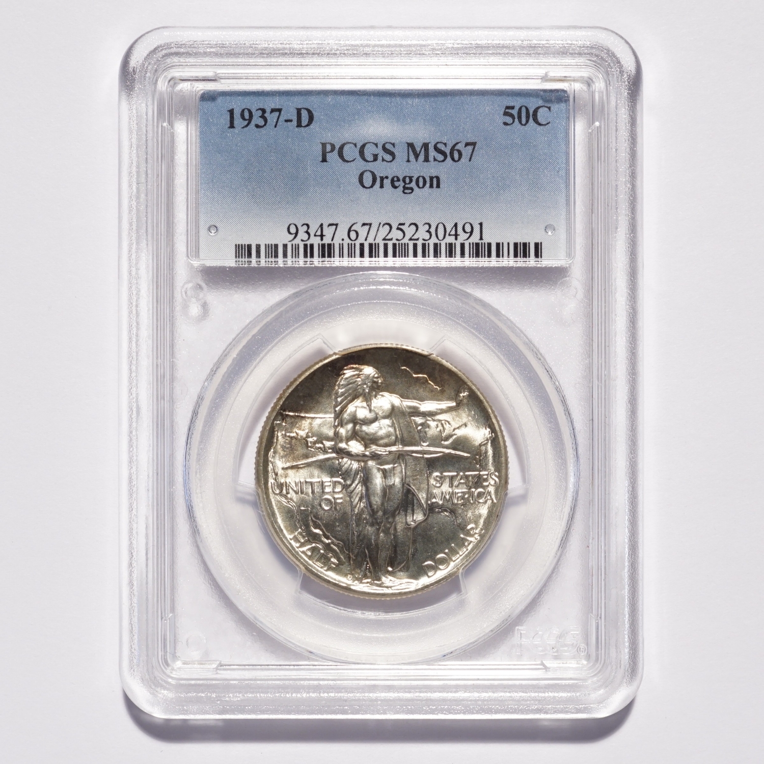 1937-D Oregon Commemorative Silver Half Dollar NGC MS67