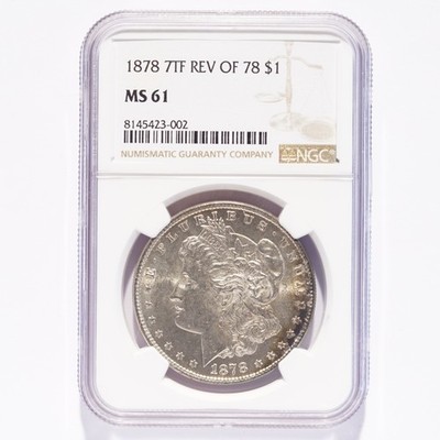 1878 Morgan Silver Dollar 7TF Rev of '78 NGC MS61 - Image 3
