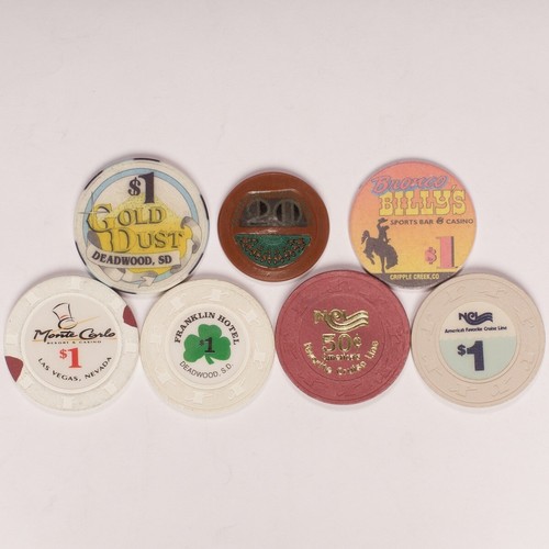 Historic Casino Gambling Chips 7-Chip Lot