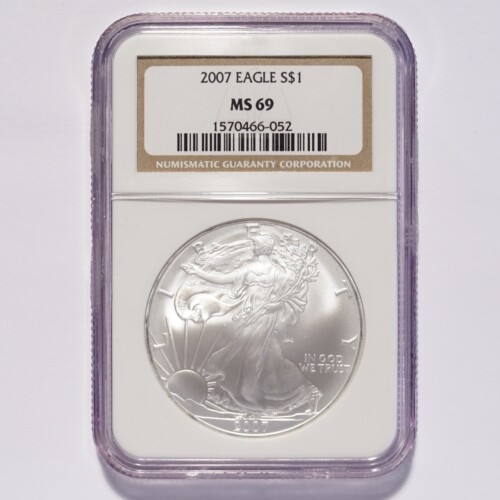 2007 Silver American Eagle Dollar NGC MS69
