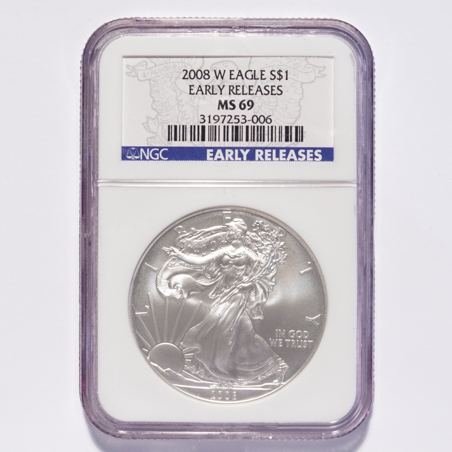 2008-W Silver American Eagle Dollar NGC MS69 Early Releases