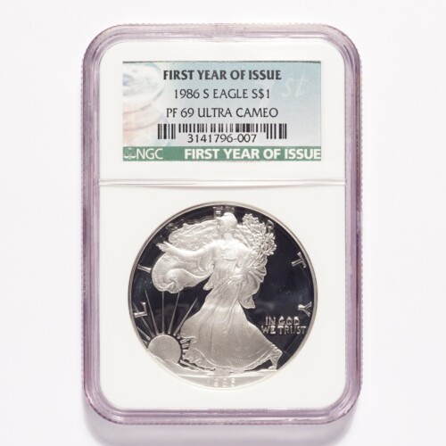 1986-S Silver American Eagle Proof Dollar NGC PF69 Ultra Cameo