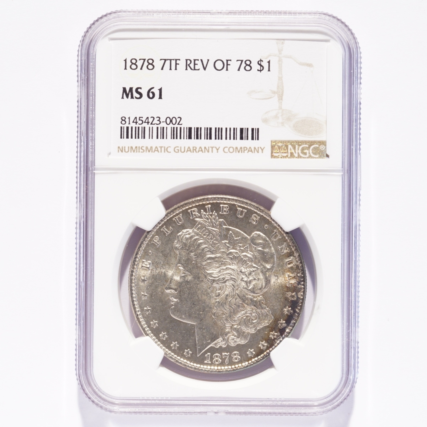 1878 Morgan Silver Dollar 7TF Rev of '78 NGC MS61