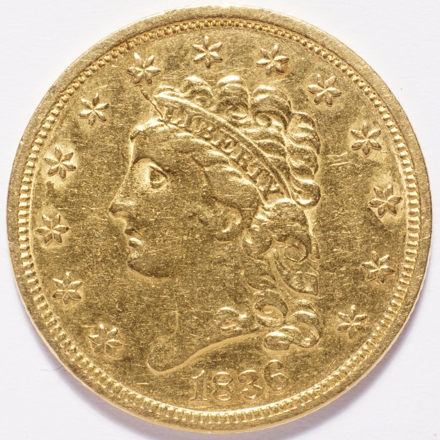 1836 Script 8 Classic Head $2.50 Gold Quarter Eagle