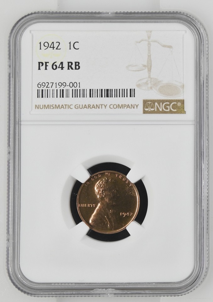 1942 Lincoln Wheat Cent Proof NGC PF64 RB