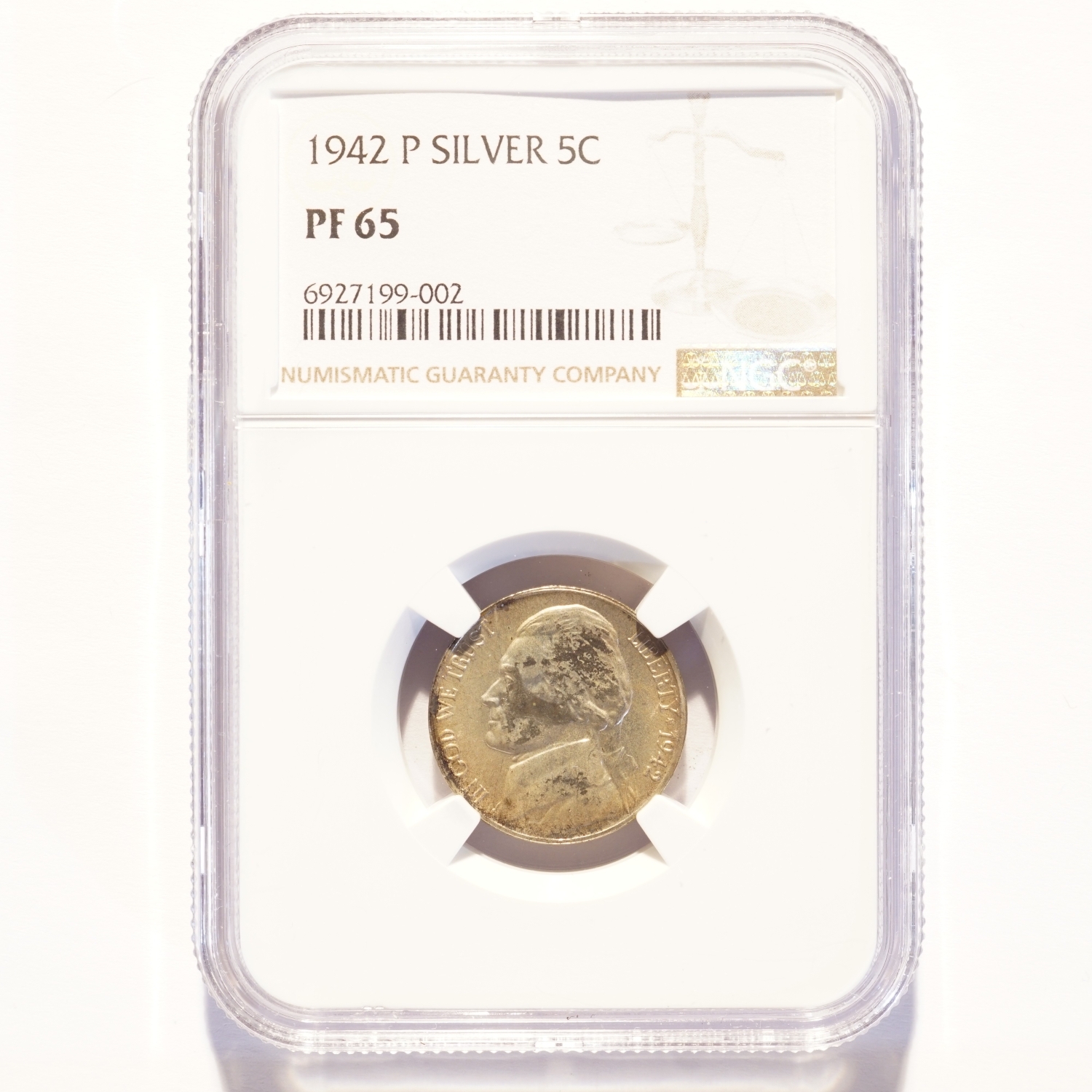 1942-P Jefferson Nickel Silver War Proof NGC PF65