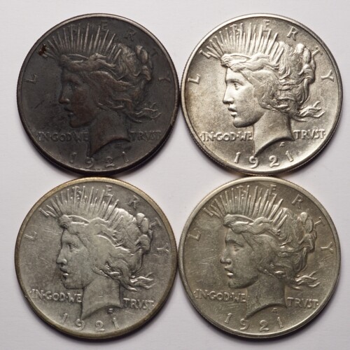 1921 Peace Silver Dollar 4-Coin Lot